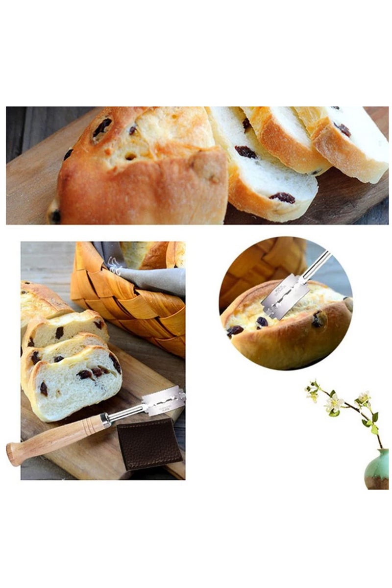 Bread Arc Curved Knife Bakers Blade Baking Slashing Tool Wood Handle Dough Making Cutter Accessory Baking Pastry Bread Lame Artisan Bakery Equipment Bread Scoring Knife - Image 3