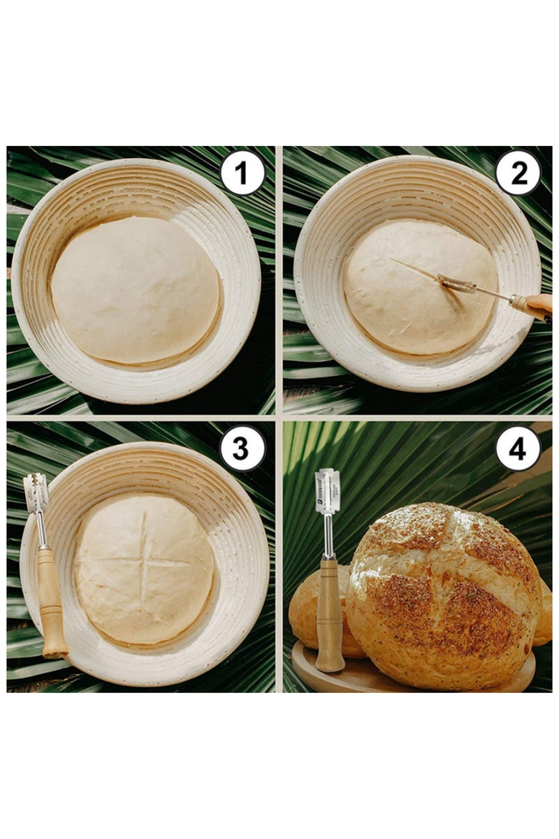 Bread Arc Curved Knife Bakers Blade Baking Slashing Tool Wood Handle Dough Making Cutter Accessory Baking Pastry Bread Lame Artisan Bakery Equipment Bread Scoring Knife - Image 4