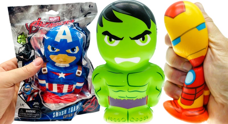 Ja-Ru JA-RU Marvel Avengers Action Figures Large 5.5"" Foam Ball (1 Unit Assorted) Squishy Toy Super Hero Spiderman  Hulk  Captain America  Iron Man & Black Panther  Fidget Ball Stress Toy 6821-1s - Image 2