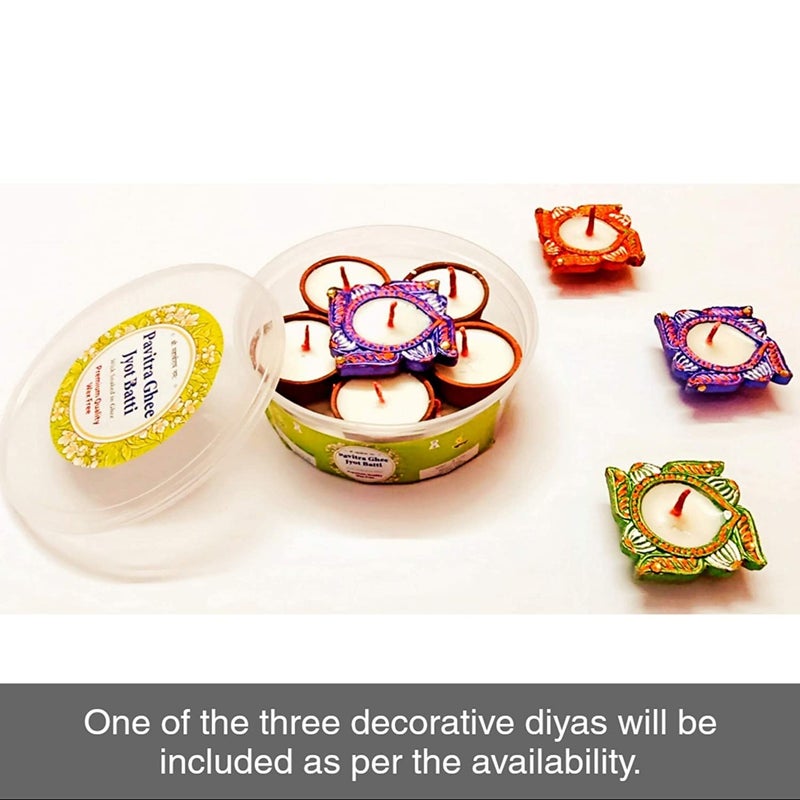Pavitram Pure Ghee Diya for Puja 101 Pieces Upto 2 Hours Burn Time Ghee Filled in Clay Diya Batti Ready to Use Diwali Diyas for Daily Pooja - Image 2