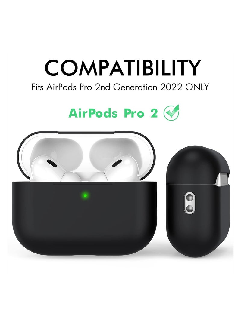 SYOSI AirPods Pro 2 Case Cover 2022, Premium Silicone Case Cover with Lanyard Fully Protective with Front LED Visible (Black) - Image 2