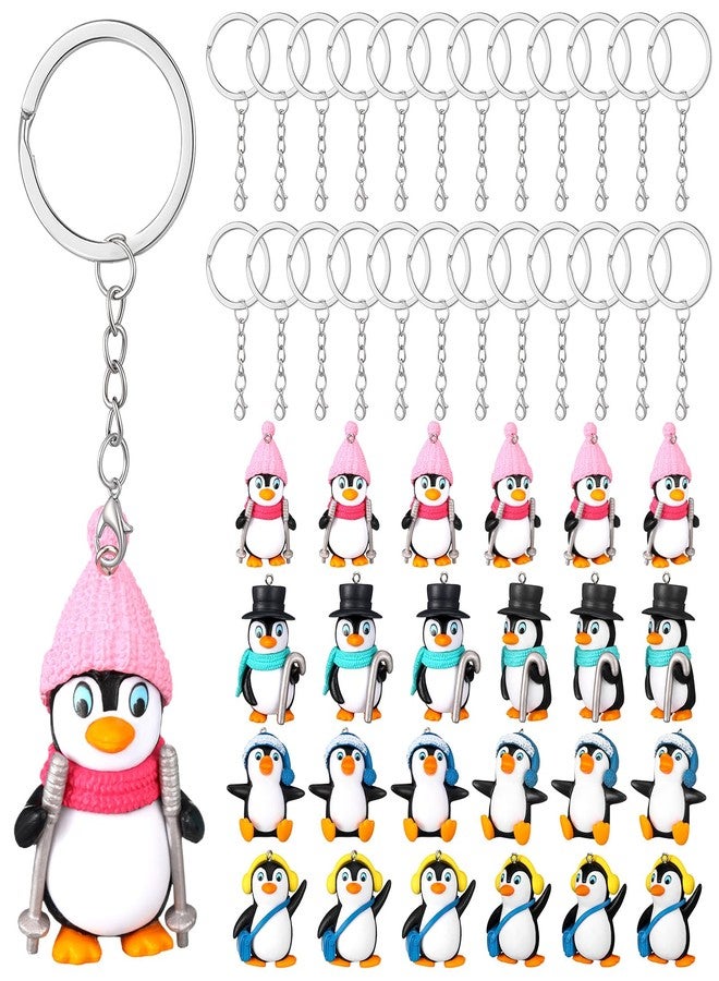 Suncalla 24 Pcs Mini Resin Penguin Figurines Keychain Cartoon Penguin Keychain Tiny Resin Winter Figurines Keyring 3D Mini Animal Key Chain for Winter Arctic Animal Birthday Party Favor Gifts(Novel) - Image 1