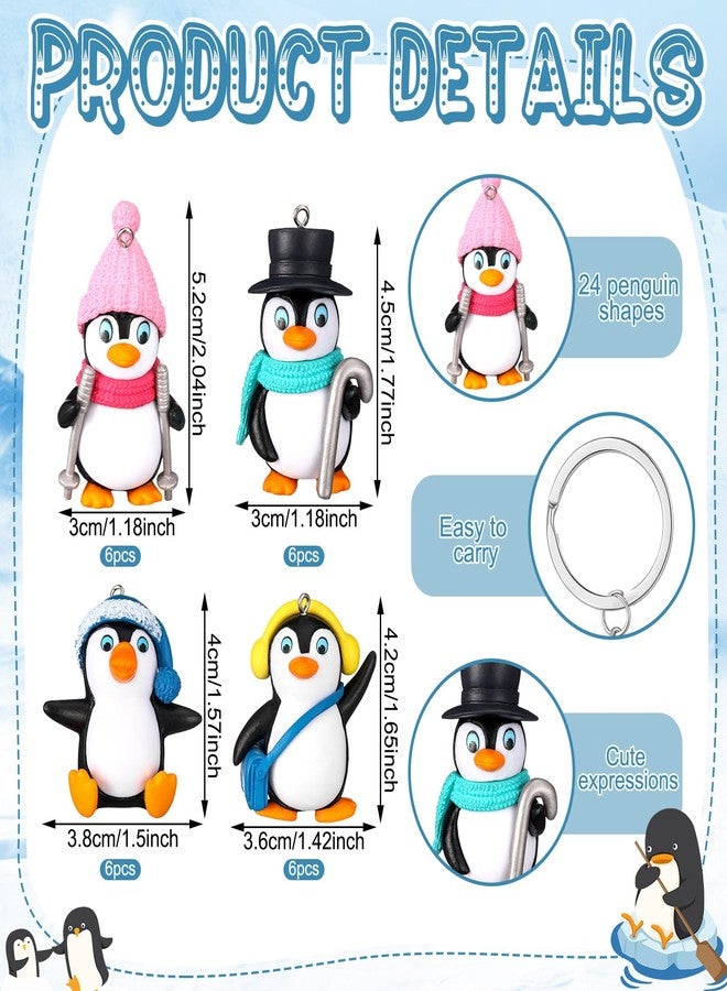 Suncalla 24 Pcs Mini Resin Penguin Figurines Keychain Cartoon Penguin Keychain Tiny Resin Winter Figurines Keyring 3D Mini Animal Key Chain for Winter Arctic Animal Birthday Party Favor Gifts(Novel) - Image 3