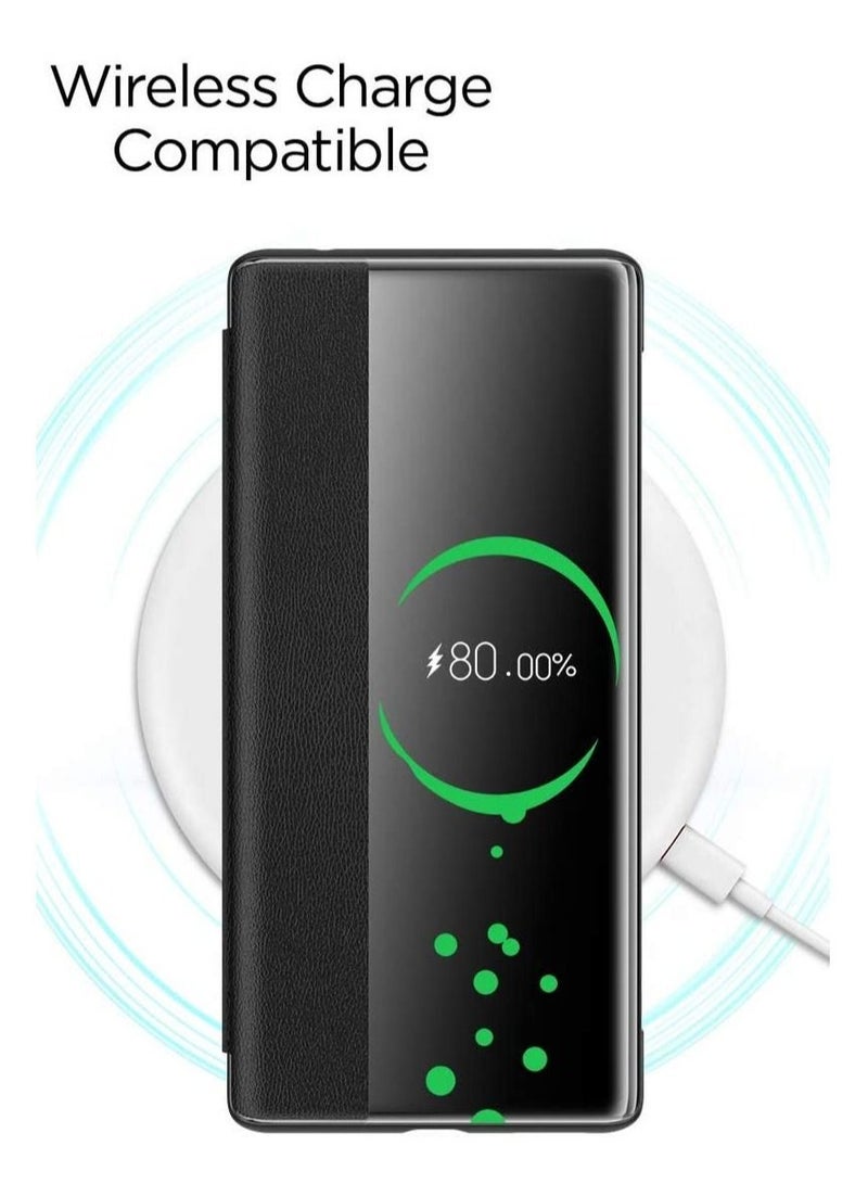 Captaintech PU Leather Smart View Window Flip Cover for Huawei Mate 30 Pro (6.53in, Orange) - Image 5