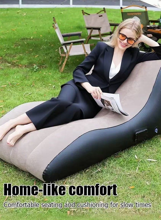 Generic Inflatable Sofa Portable S-Shaped Sofa Foldable Sofa Flocking Sofa Portable Nap Bed  - Image 5