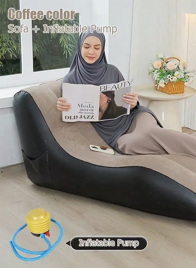 Generic Inflatable Sofa Portable S-Shaped Sofa Foldable Sofa Flocking Sofa Portable Nap Bed  - Image 2