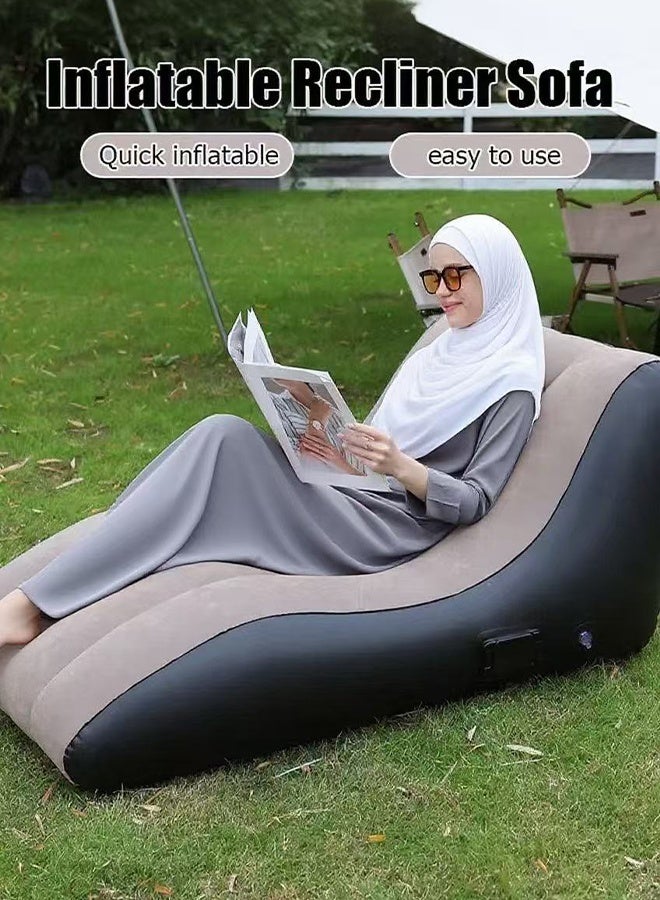 Generic Inflatable Sofa Portable S-Shaped Sofa Foldable Sofa Flocking Sofa Portable Nap Bed  - Image 1