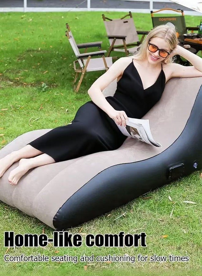 Generic Inflatable Sofa Portable S-Shaped Sofa Foldable Sofa Flocking Sofa Portable Nap Bed  - Image 3