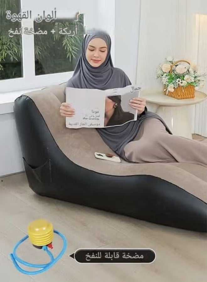 Inflatable Sofa Portable S-Shaped Sofa Foldable Sofa Flocking Sofa Portable Nap Bed - Image 2