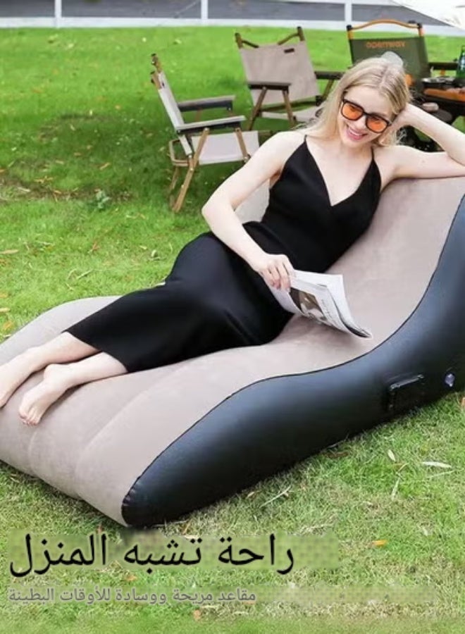 Inflatable Sofa Portable S-Shaped Sofa Foldable Sofa Flocking Sofa Portable Nap Bed - Image 3
