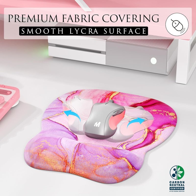MROCO Ergonomic Mouse Pad with Wrist Support Gel Mouse Pad with Wrist Rest, Comfortable Computer Mouse Pad for Laptop, Pain Relief Mousepad for Office & Home, 9.4 x 8.1 in, Pink Marble - Image 2