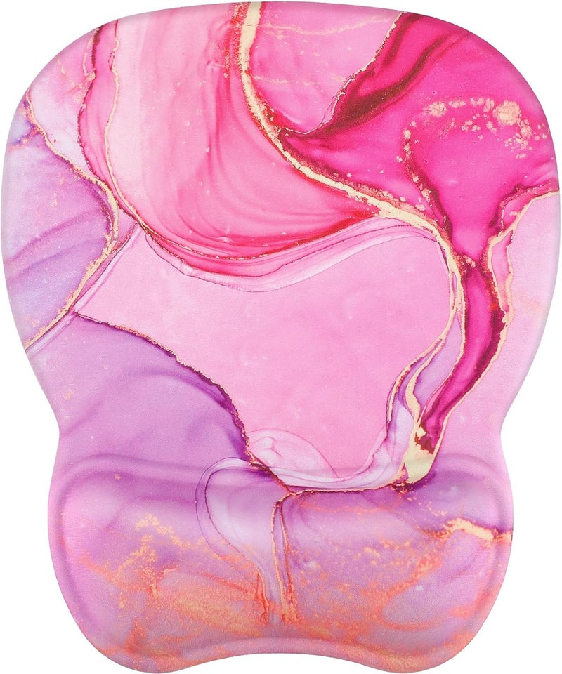MROCO Ergonomic Mouse Pad with Wrist Support Gel Mouse Pad with Wrist Rest, Comfortable Computer Mouse Pad for Laptop, Pain Relief Mousepad for Office & Home, 9.4 x 8.1 in, Pink Marble - Image 1
