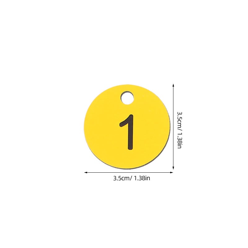 100 Pcs Round Plastic Numbered Key Tags 1 100 Yellow Black For Locker Storage Office Organization - Image 3