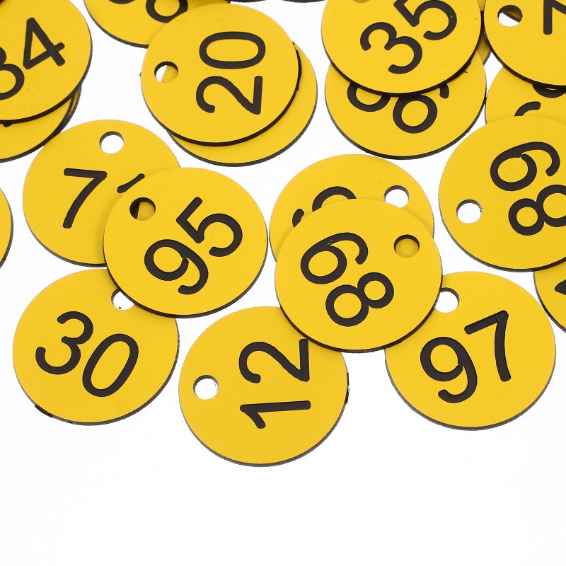 100 Pcs Round Plastic Numbered Key Tags 1 100 Yellow Black For Locker Storage Office Organization - Image 4