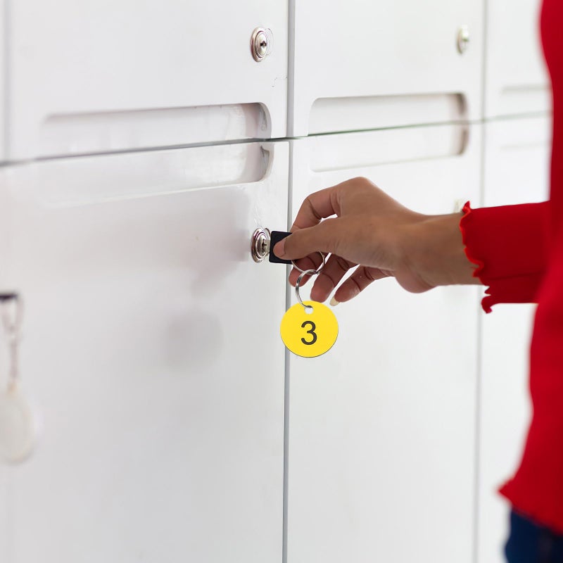 100 Pcs Round Plastic Numbered Key Tags 1 100 Yellow Black For Locker Storage Office Organization - Image 5