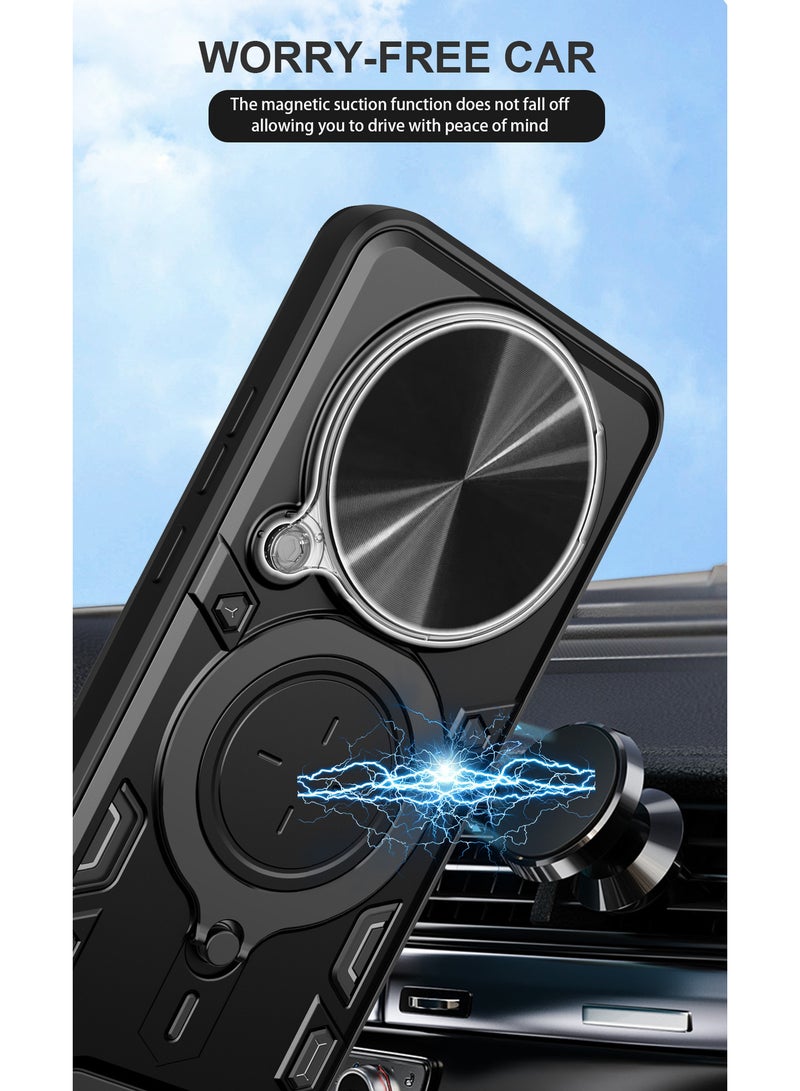 X-level For Honor X9d Case, Cover Slide Camera, Rotating Ring Kickstand , Multifunctional Kickstand, Honor X9d Accessories Heavy Duty Shockproof Protection Phone Covers -Black - Image 5