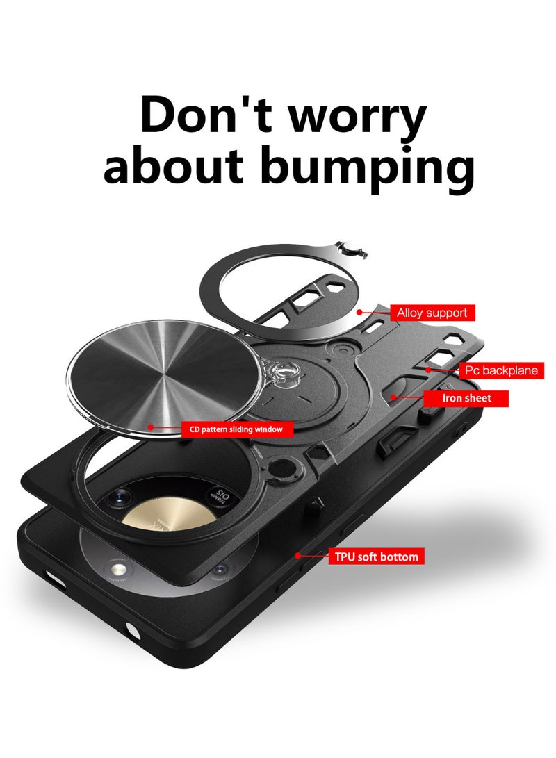 X-level For Honor X9d Case, Cover Slide Camera, Rotating Ring Kickstand , Multifunctional Kickstand, Honor X9d Accessories Heavy Duty Shockproof Protection Phone Covers -Black - Image 4