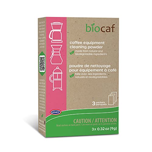Urnex منظف ماكينة القهوة بيكاف - مسحوق تنظيف - 3 عبوات للاستخدام الفردي - متوافق مع كوريغ، ديلونجي، نسبرسو، نينجا، هاملتون بيتش، مستر كوفي، براون والمزيد - Image 1