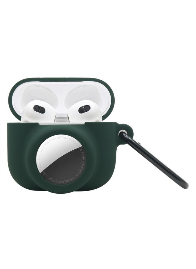 Case Cover 2 in 1 Shockproof Full Coverage Silicone Protective Case For AirPods 3 / AirTag Dark Green