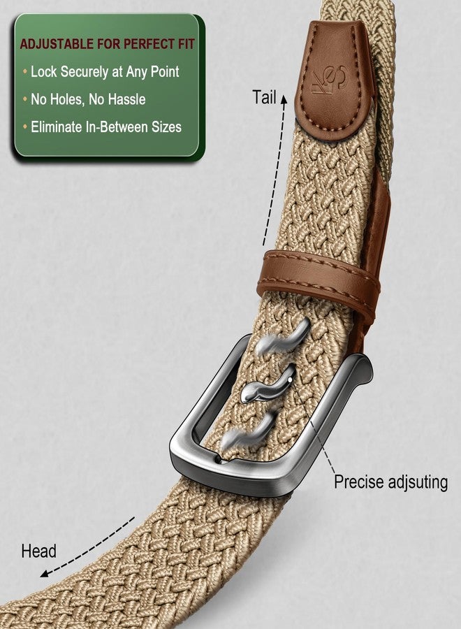 KEMISANT Men's Golf Belt-Braided Woven Stretch Belt for Gift Men Casual Jeans Sports Work 1 3/8"(Black/Beige,36"-40" Waist Adjustable) - Image 3