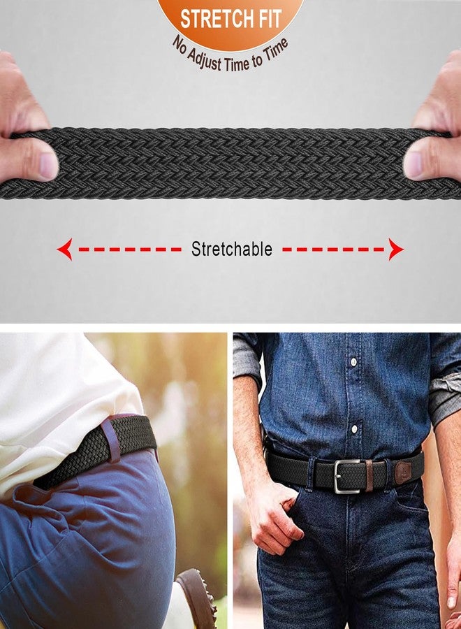 KEMISANT Men's Golf Belt-Braided Woven Stretch Belt for Gift Men Casual Jeans Sports Work 1 3/8"(Black/Beige,36"-40" Waist Adjustable) - Image 4