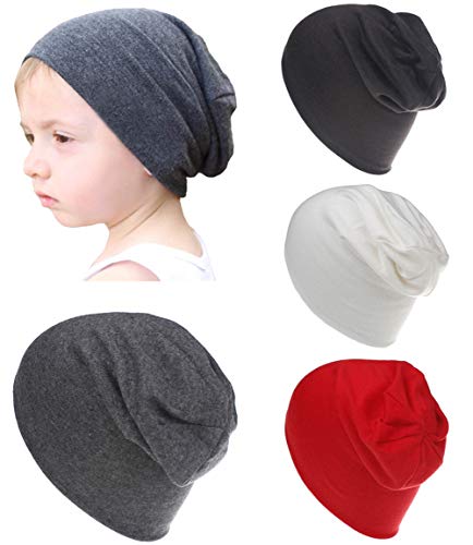 Qandsweet Baby Boy's Hat Kids Cool Knit Beanie Hats Toddlers Caps (Black Dark Grey Red White) - Image 2