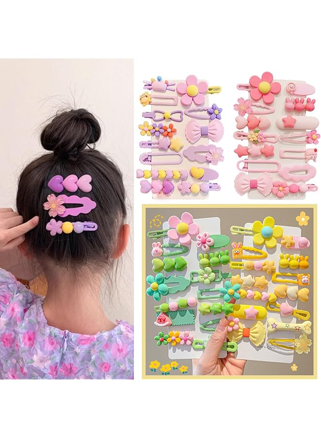 KASTWAVE 56 Pcs Girls Hair Accessories Fashion Hair Clips For Kids Teens Toddlers With Cute Flower Bow Star Designs Non Slip Candy Color - Image 1