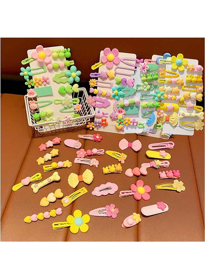 KASTWAVE 56 Pcs Girls Hair Accessories Fashion Hair Clips For Kids Teens Toddlers With Cute Flower Bow Star Designs Non Slip Candy Color - Image 3