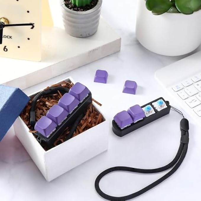Ferreve 2 Pcs Keyboard Fidget Toys Fidget Clicker Keyboard Four-Button Clicker Keychain Button ADHD Stress Relief Gifts for Adult to Relief Stress Pass The Time(Purple) - Image 5