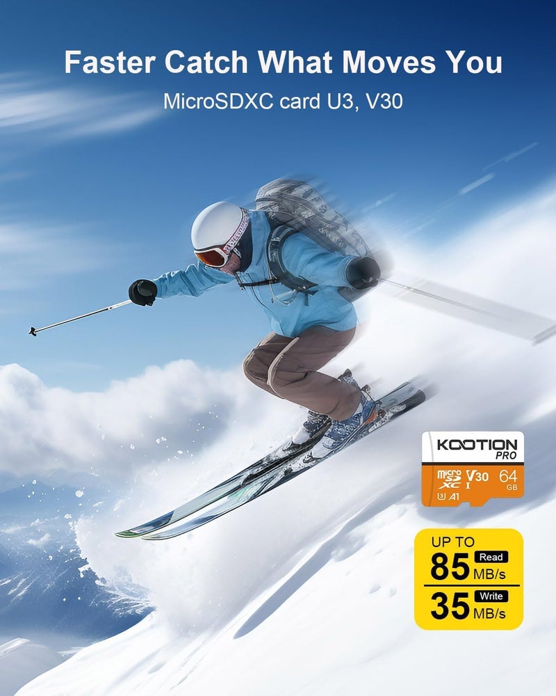 KOOTION 3 Pack Memory Card 64GB, High Speed Micro SD Card with SD Adapter, Micro SDXC UHS-I C10 A1 U3 TF Card for Tablet/Mobile Phone/Camera - Image 5
