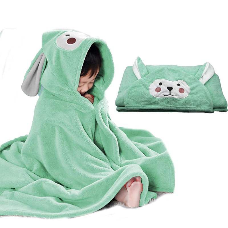 ROMASA Baby Bath Towel Ultra Soft Hooded Towel Highly Absorbent Bathrobe Blanket Toddlers Shower Gifts for Boys Girls- 27.5" x 55" (Green) - Image 1