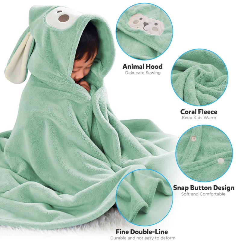 ROMASA Baby Bath Towel Ultra Soft Hooded Towel Highly Absorbent Bathrobe Blanket Toddlers Shower Gifts for Boys Girls- 27.5" x 55" (Green) - Image 3
