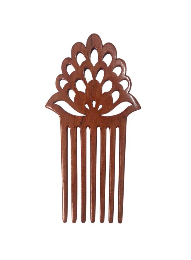 Marycrafts Lotus Flower Wooden 7 Prongs Hair Fork, Hair Side Comb, Hair Pin, Hair Accessories - Image 2