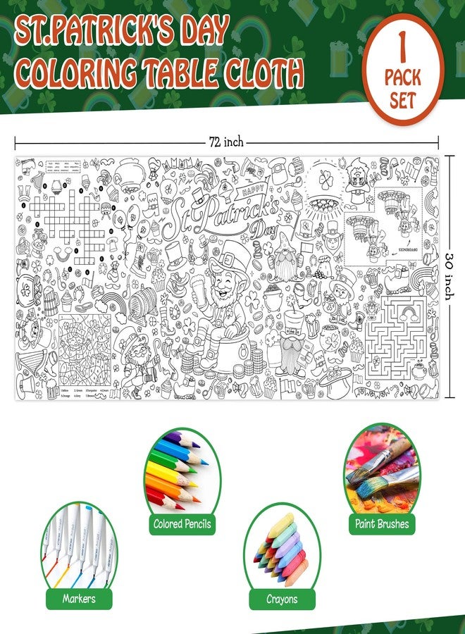 JOYGATHER St. Patrick’s Day Coloring Tablecloth for Kids, Giant 30x72 Inch Poster with Shamrocks, Leprechauns, Perfect for Party Games, Holiday Decorations, Classroom Activities, Party Supplies - Image 2