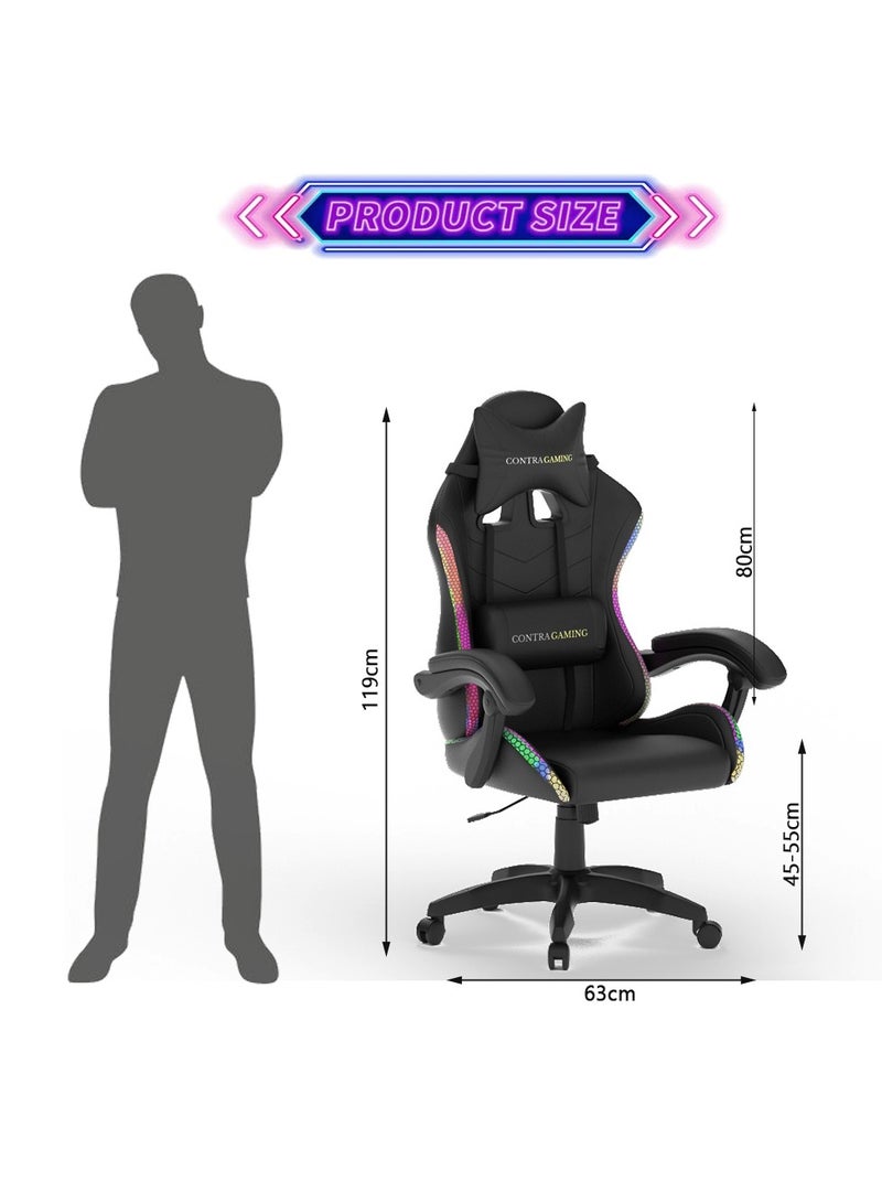 Mahmayi كرسي ألعاب Mahmayi Black HYG-01LED LED، مصمم هندسيًا مع مصابيح RGB مع سطوع قابل للتعديل، أفضل ميزة للاستلقاء ودعم الطاقة وكراسي ألعاب USB  - Image 4