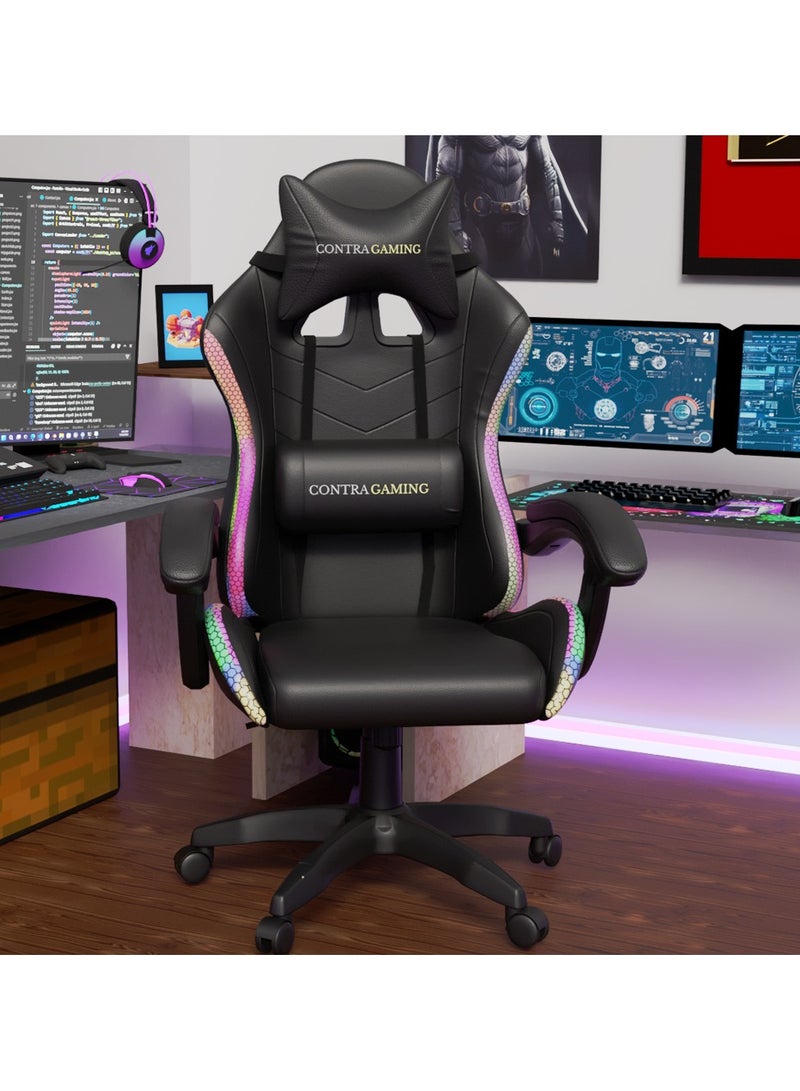 Mahmayi كرسي ألعاب Mahmayi Black HYG-01LED LED، مصمم هندسيًا مع مصابيح RGB مع سطوع قابل للتعديل، أفضل ميزة للاستلقاء ودعم الطاقة وكراسي ألعاب USB  - Image 5