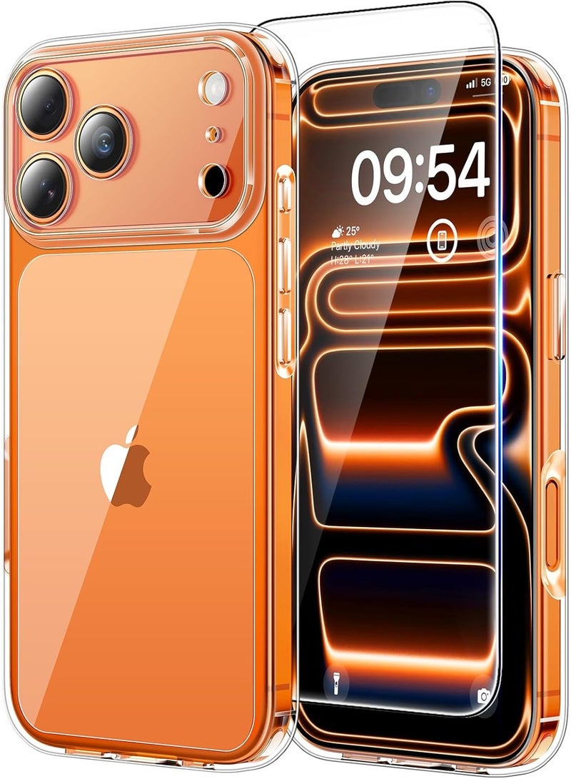 Raxoom For iPhone 17 Pro Max Case with 1-Pack Screen Protector, Camera Lens Full Protection, Shockproof Transparent Back Bumper Phone Cover – Clear - Image 1