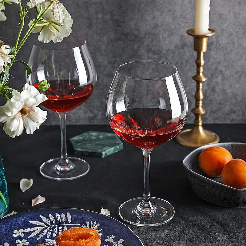NVRA Italian Premium Balloon Wine Glass Set of 6 660 ML Crystal Clear Glasses for White or Red Wine Champagne Brandy Burgundy Cocktail Party Best Gift Transparent Unique Tableware - Image 2