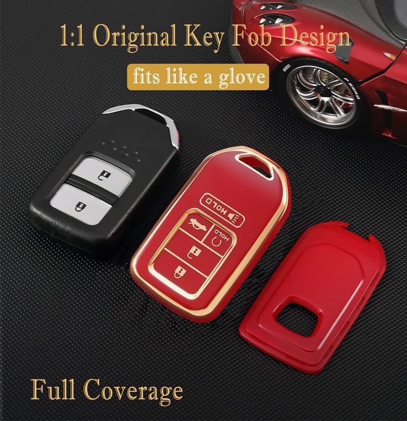 Cacacar for 2016-2022 Honda Key Fob Cover, Premium Soft TPU Full Protection Key Fob Case for Accord Civic CRV Pilot Ridgeline Passport Smart Remote Protector (Size B-Black) - Image 5
