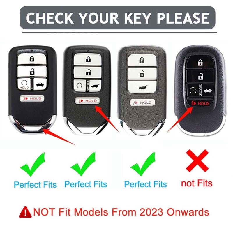 Cacacar for 2016-2022 Honda Key Fob Cover, Premium Soft TPU Full Protection Key Fob Case for Accord Civic CRV Pilot Ridgeline Passport Smart Remote Protector (Size B-Black) - Image 2