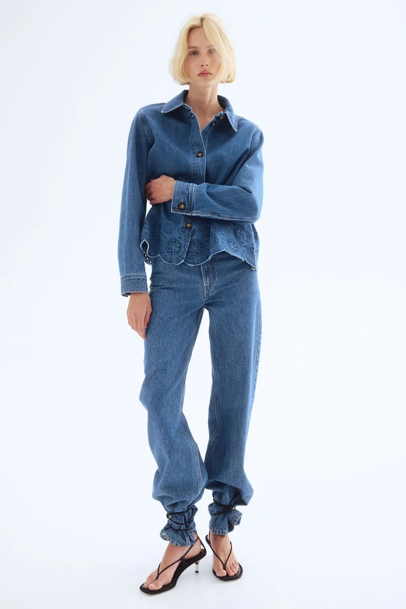 H&M Broderie anglaise-detail denim jacket