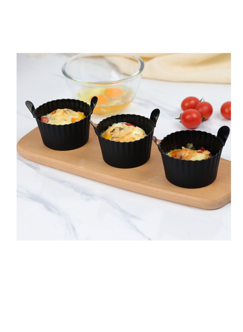Silicone Ramekins for Air Fryer Set of 6 Large Muffin Moulds and Egg Poachers Black Kitchen Accessories - Image 4