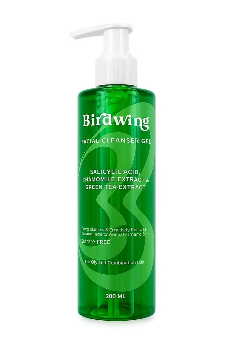 Birdwing Facial Cleanser Gel for Oily & Combination Skin with Salicylic Acid, Chamomile Extract & Green Tea Extract-200ml