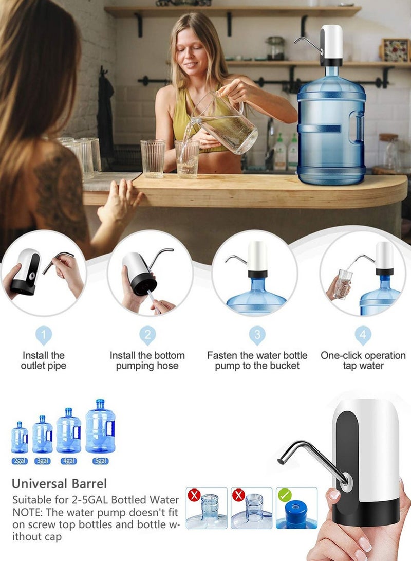 Vonqu Electric Water Bottle Pump USB Charging Automatic Drinking Water Pump for Universal 3-5 Gallon Bottle Portable Water Dispenser for V60 Kettle Home Camping and Coffee Corner - Image 4