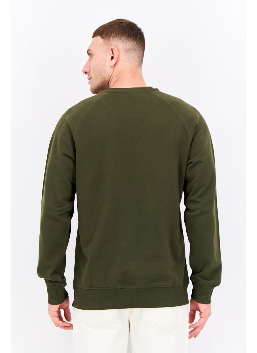 Penfield Men Crew Neck Long Sleeves Brand Logo Sweatshirt, Dark Olive  - Image 3