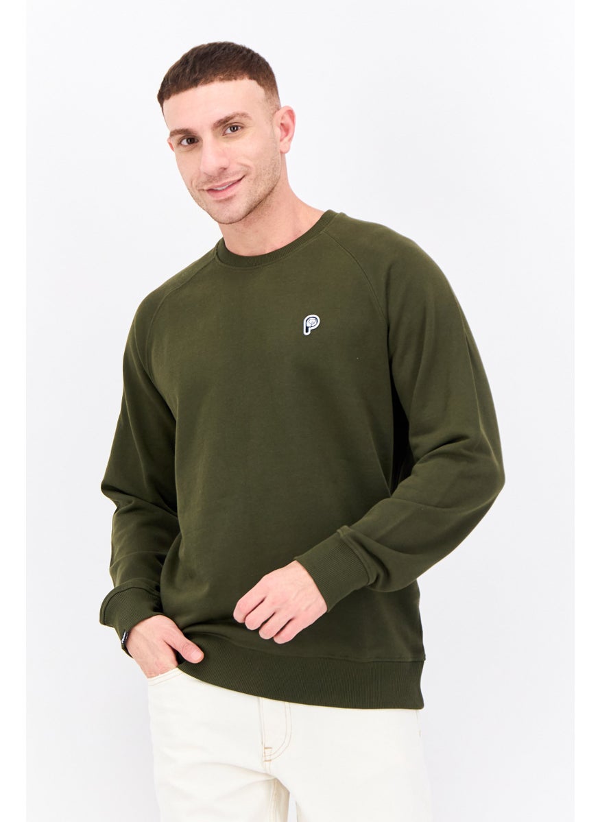 Penfield Men Crew Neck Long Sleeves Brand Logo Sweatshirt, Dark Olive  - Image 1