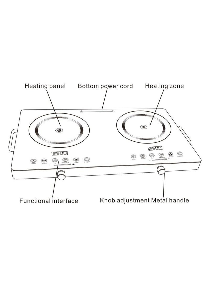 SILVER CREST Dual Head Electric Ceramic Stove 3500W Intelligent Timed Heating Aluminium Iron Ceremic Cookware Dual Stove  - Image 3