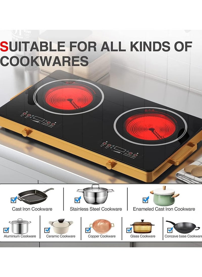 SILVER CREST Dual Head Electric Ceramic Stove 3500W Intelligent Timed Heating Aluminium Iron Ceremic Cookware Dual Stove  - Image 2