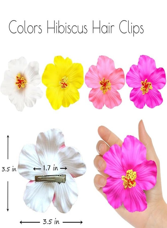 CHIROGRAPHY 6Pcs Hawaiian Flower Hair Clips for Women and Girls | 3.5 Inch Artificial Plumeria Hibiscus Rose Hair Barrettes | Tropical Beach Party Hair Accessories | Boho Floral Hair Clips for Wedding - Image 2