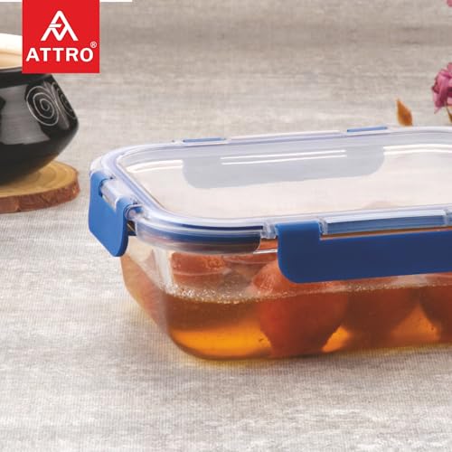 ATTRO Glassox Borosilicate Rectangular Glass Lunch Box with PP Snap Lock Lid Food Storage Container Microwave & Freezer Safe Food-Grade Leak-Proof 1520ml - Image 3